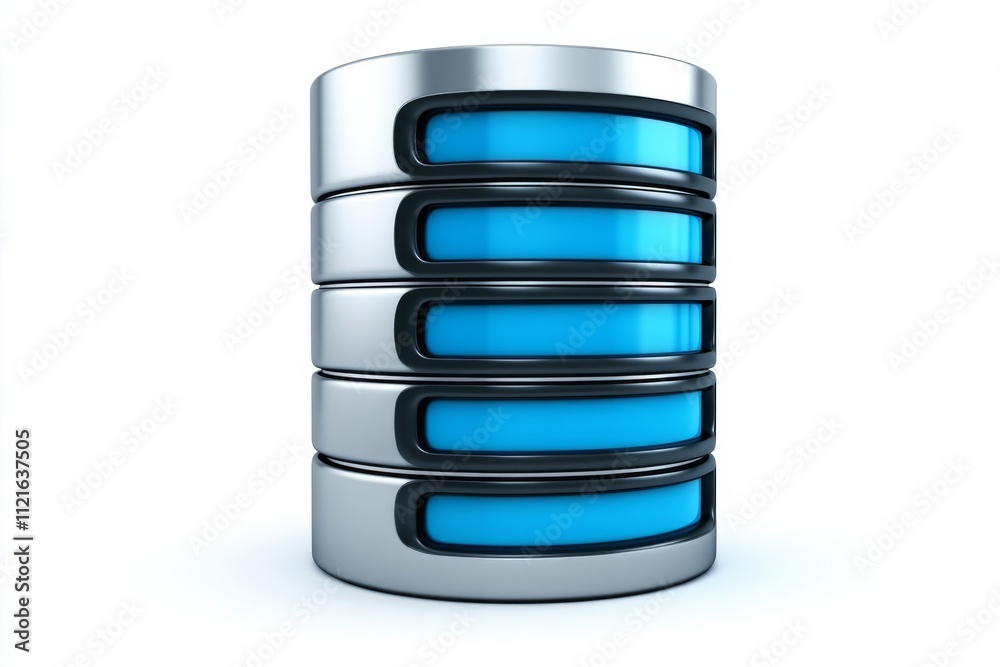 A clean icon of a database stack, with glowing blue lines and soft gradients on a white background A clean icon of a database stack, with glowing blue lines and soft gradients on a white background