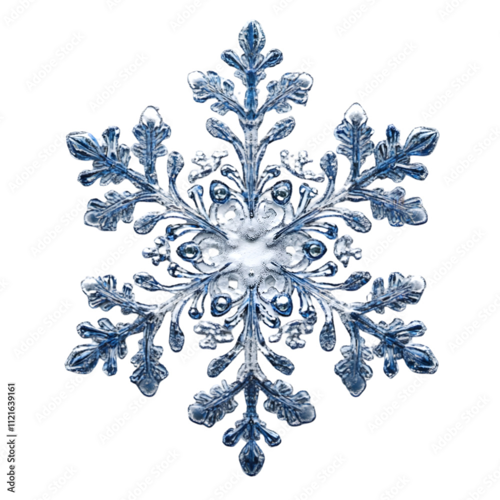 A snowflake with intricate lace-like patterns, isolated on transparent background A snowflake with intricate lace-like patterns, isolated on transparent background