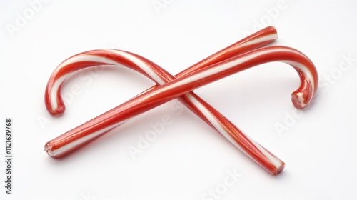 Crossed Candy Canes on White Background with Copy Space