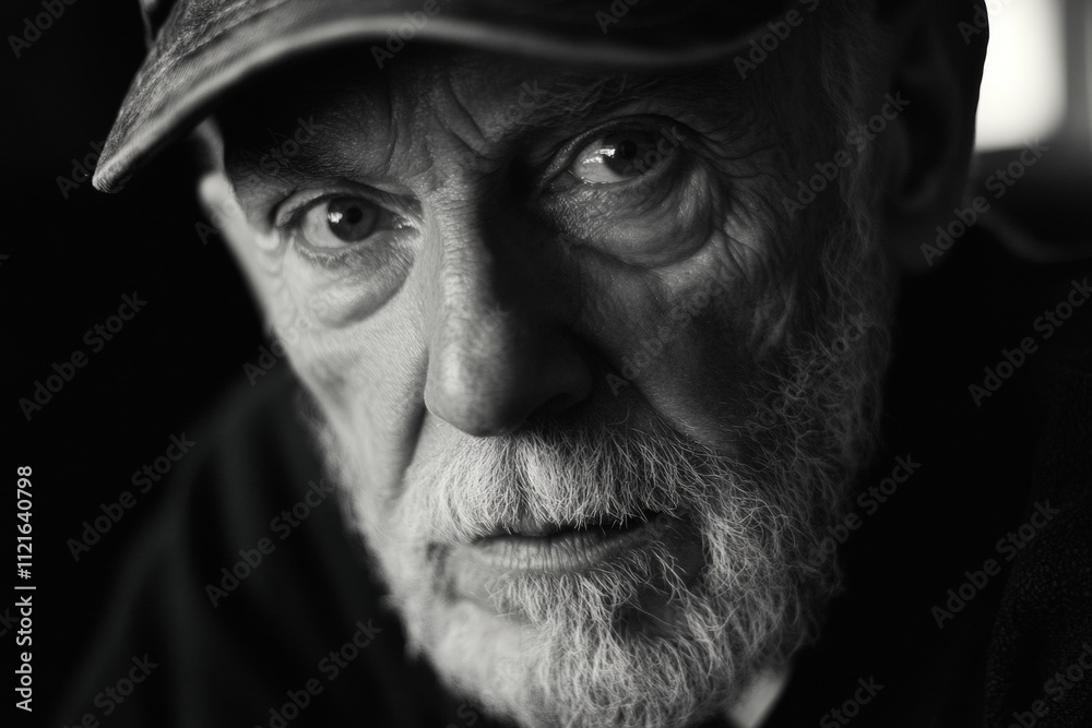 Expressive Portrait of an Elderly Man with Beard in Black and White, Capturing Wisdom and Depth in Emotional Expression Expressive Portrait of an Elderly Man with Beard in Black and White, Capturing Wisdom and Depth in Emotional Expression