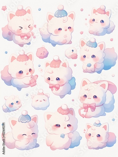 Pastel Kawaii Animal Stickers: Cute Characters in Clip Art Style