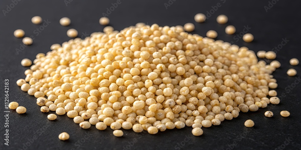 A pile of white rice on a black surface A pile of white rice on a black surface
