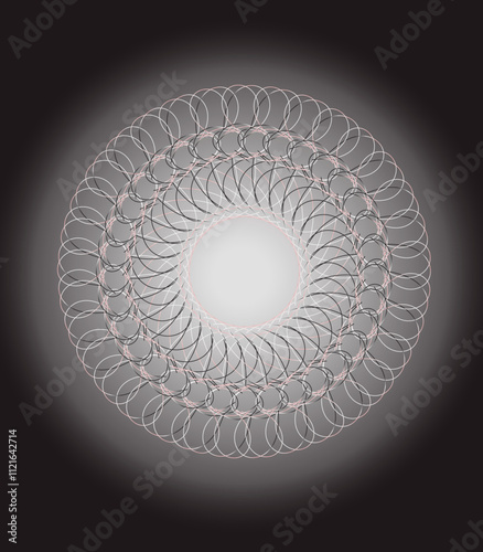 black and white background with circle.