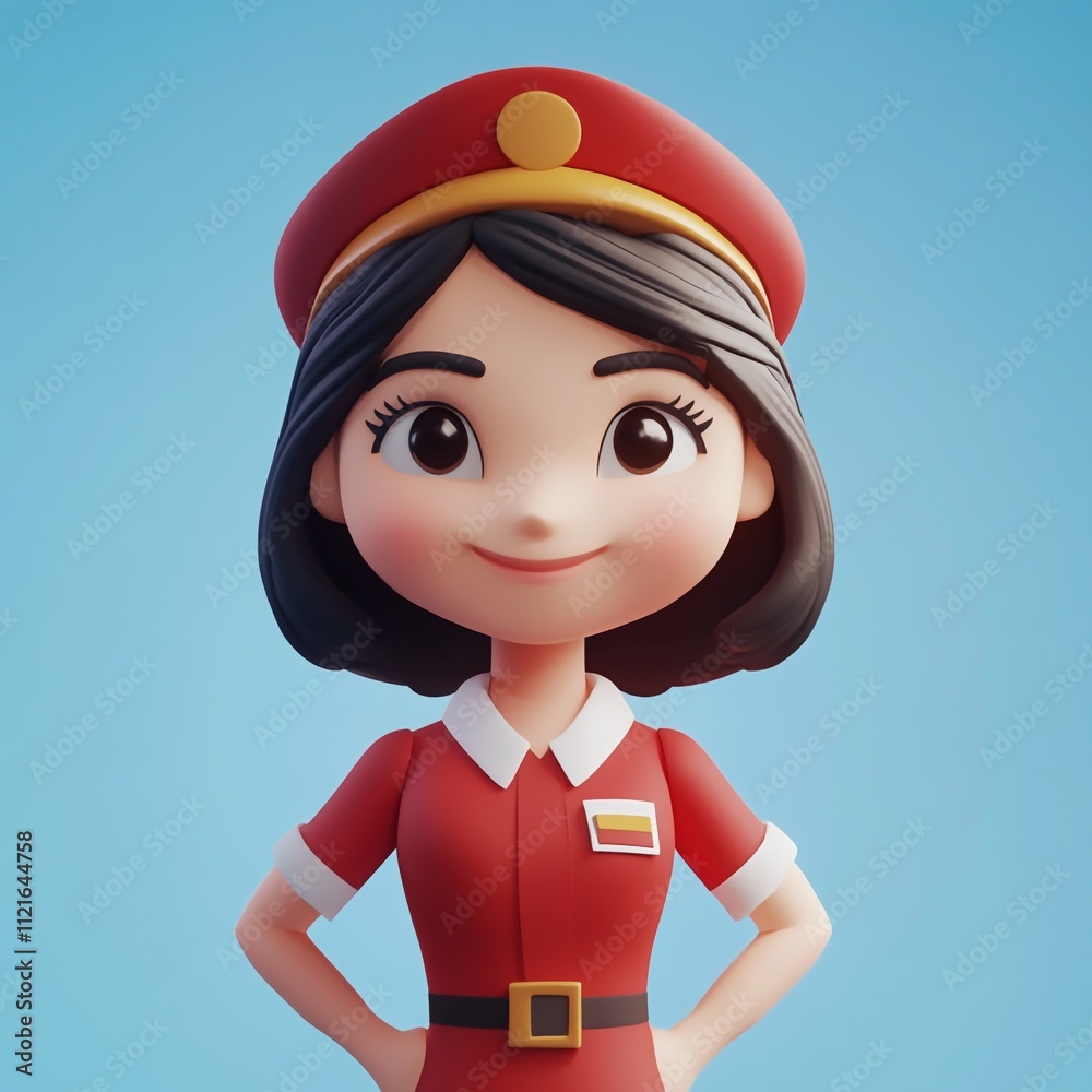 3D Attendant Icon: Ensuring Passenger Safety in Flight illustration