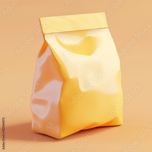 3D Snack Bag Icon: Simple Packaging for Quick Snacks illustration photo