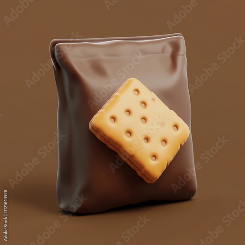 3D Snack Bag Icon: Simple Packaging for Quick Snacks illustration photo