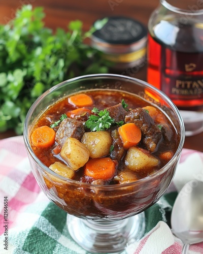 Savoring Poitin StewA Hearty Irish Dish Infused with Whiskey Ireland Food Cozy Kitchen Culinary Delight photo