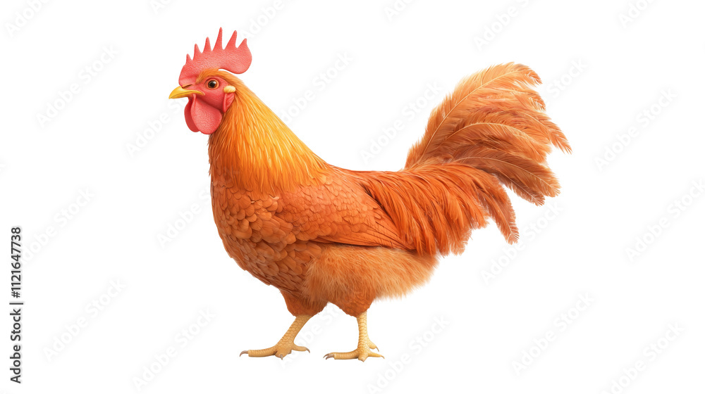 Fototapeta premium Vibrant rooster in colors farmyard animal photography in rural wildlife