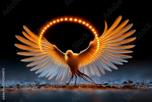 A photo of a dandelion puff backlit by the sun, creating a glowing halo effect around the delicate seeds