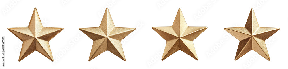 Four golden three-dimensional stars on a black background Four golden three-dimensional stars on a black background