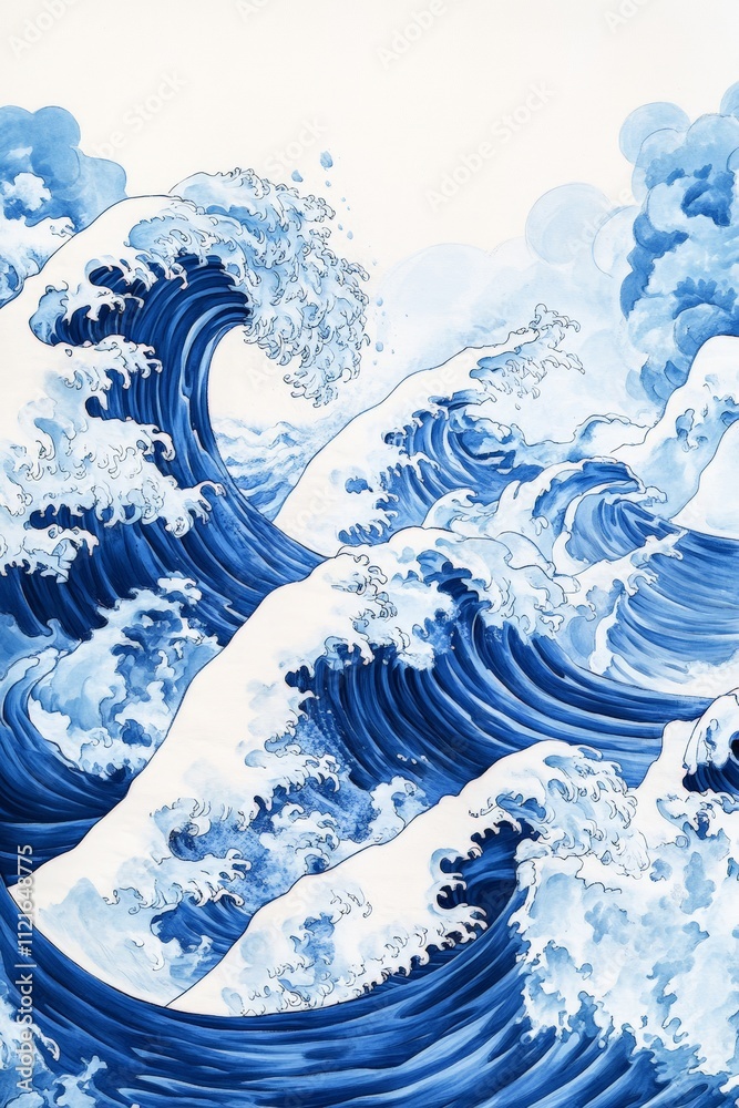 Majestic Blue Waves Artwork: Captivating Ocean Scene with Dynamic Surf and Gentle Foam, Perfect for Coastal Décor and Nature Enthusiasts Majestic Blue Waves Artwork: Captivating Ocean Scene with Dynamic Surf and Gentle Foam, Perfect for Coastal Décor and Nature Enthusiasts