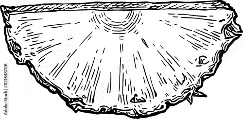 Piece of pineapple ink sketch.