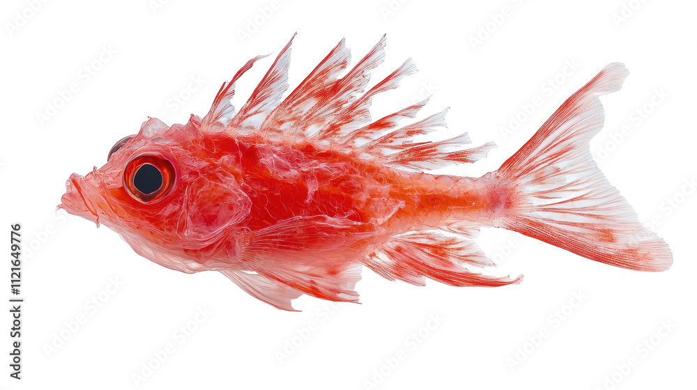 Fototapeta premium Vibrant red fish showcasing intricate details. transparent background