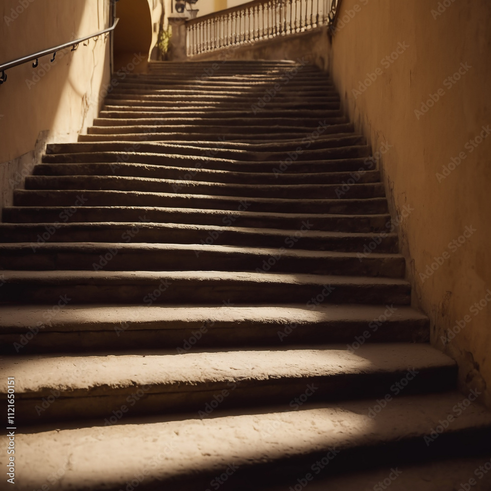 Fototapeta premium Schattierungen - Stilvolle Licht-Schatten-Spiele an Treppenanlagen