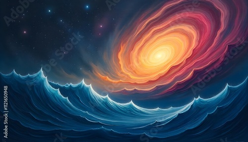abstract background with space and waves 