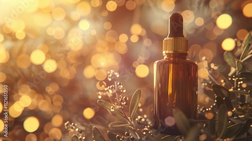 Elegant dropper bottle of jojoba oil against a luxurious backdrop, symbolizing premium skincare and organic beauty products. Generative AI photo