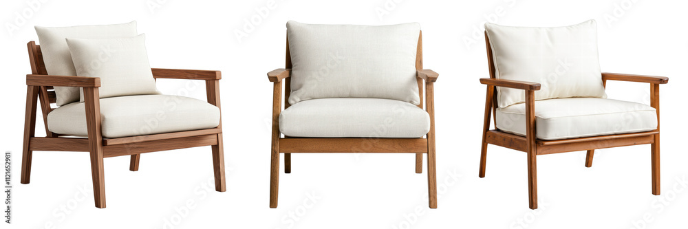 Modern wooden chairs with cream cushions Modern wooden chairs with cream cushions