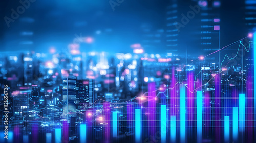 Wallpaper Mural Abstract financial data visualization in a city Torontodigital.ca