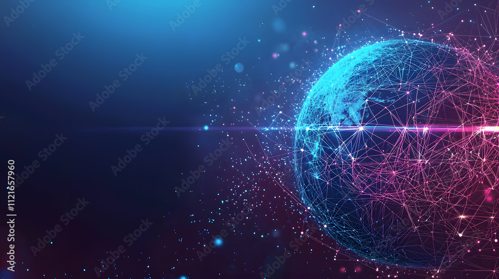 Obraz premium Abstract globe with connected network lines