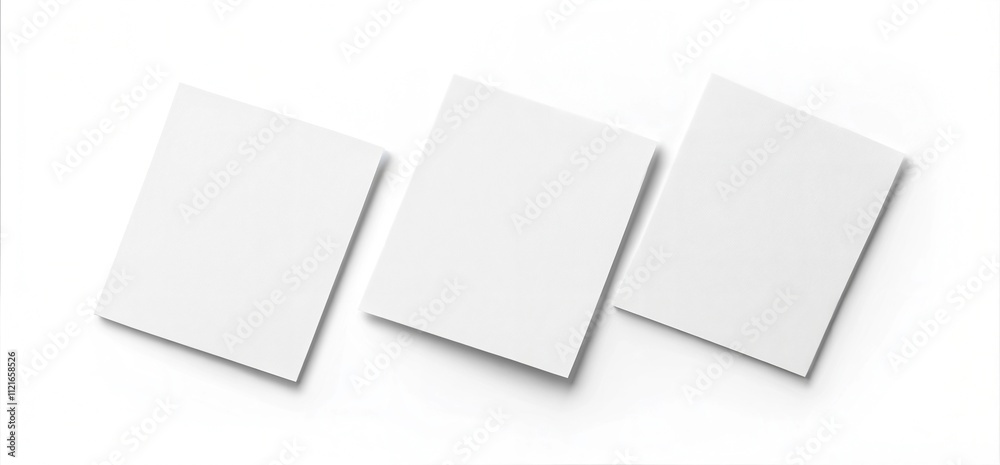 Set of Blank White Paper Sheets on Minimalist Background for Design Mockups Set of Blank White Paper Sheets on Minimalist Background for Design Mockups