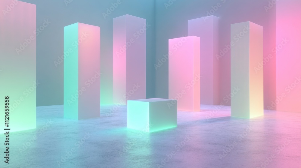Soft Pastel Polygonal Shapes with Gradient Illumination Soft Pastel Polygonal Shapes with Gradient Illumination
