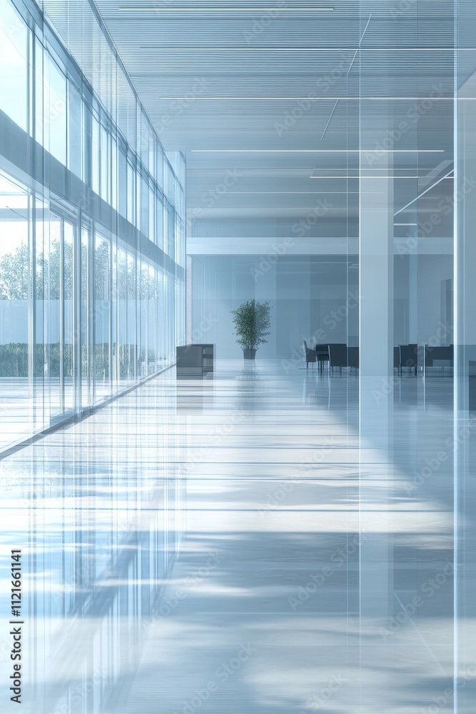 Spacious and Tranquil Glass Atrium with Minimalist Furniture Spacious and Tranquil Glass Atrium with Minimalist Furniture