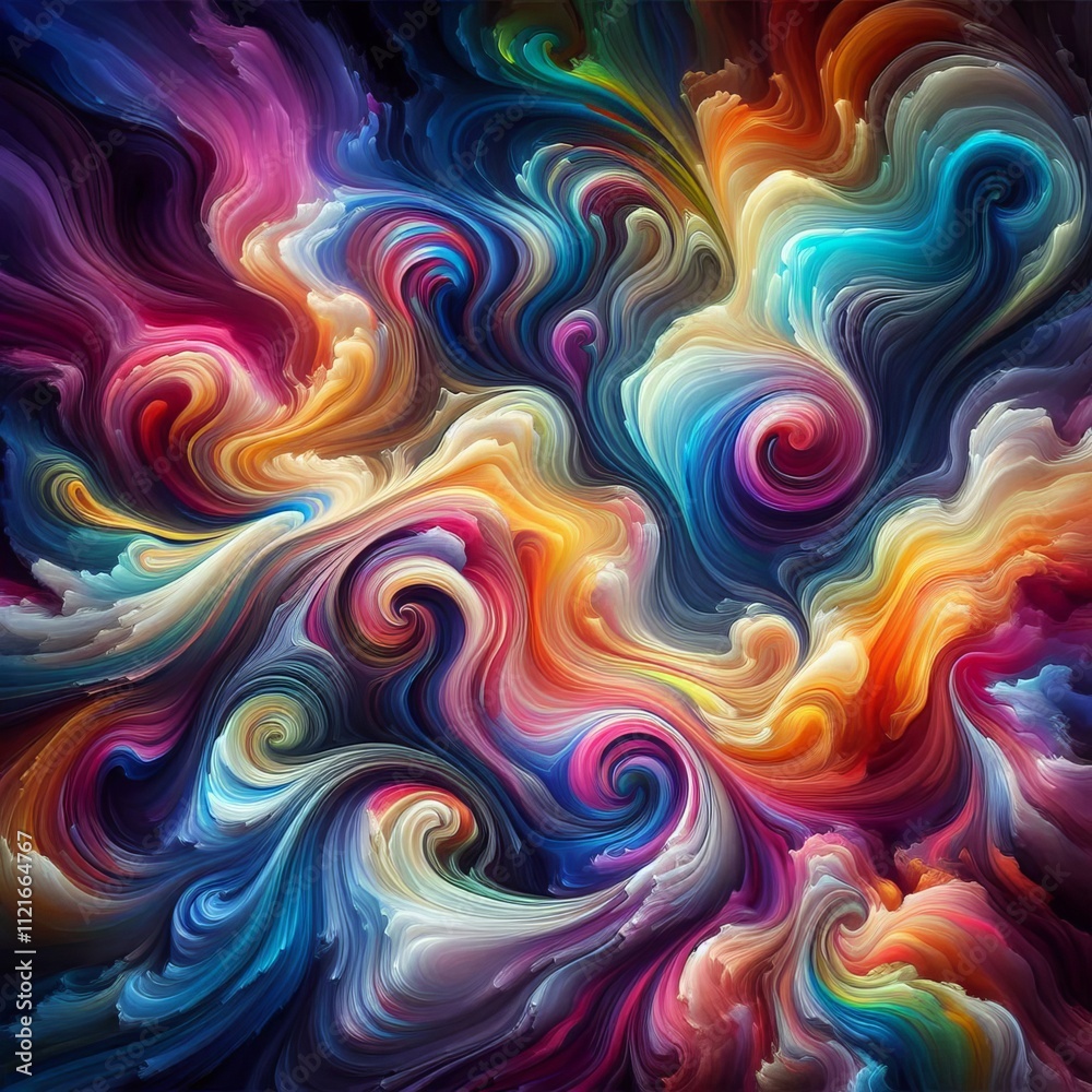 Obraz premium A fluid art design with swirling colors that blend together in a