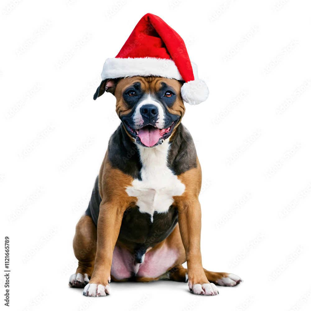 Boxer Dog Wearing Santa Hat on Transparent Background Boxer Dog Wearing Santa Hat on Transparent Background