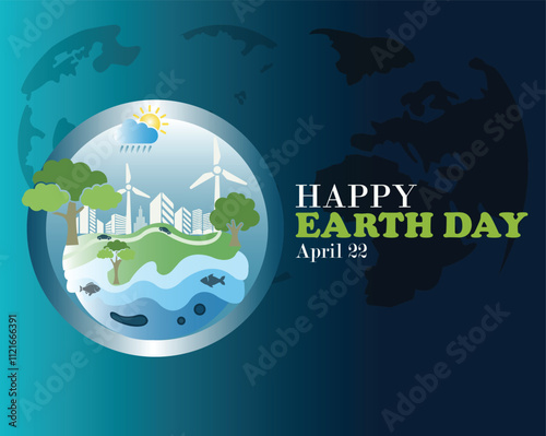 Banner design with a beautiful art and illustration about Earth day. photo