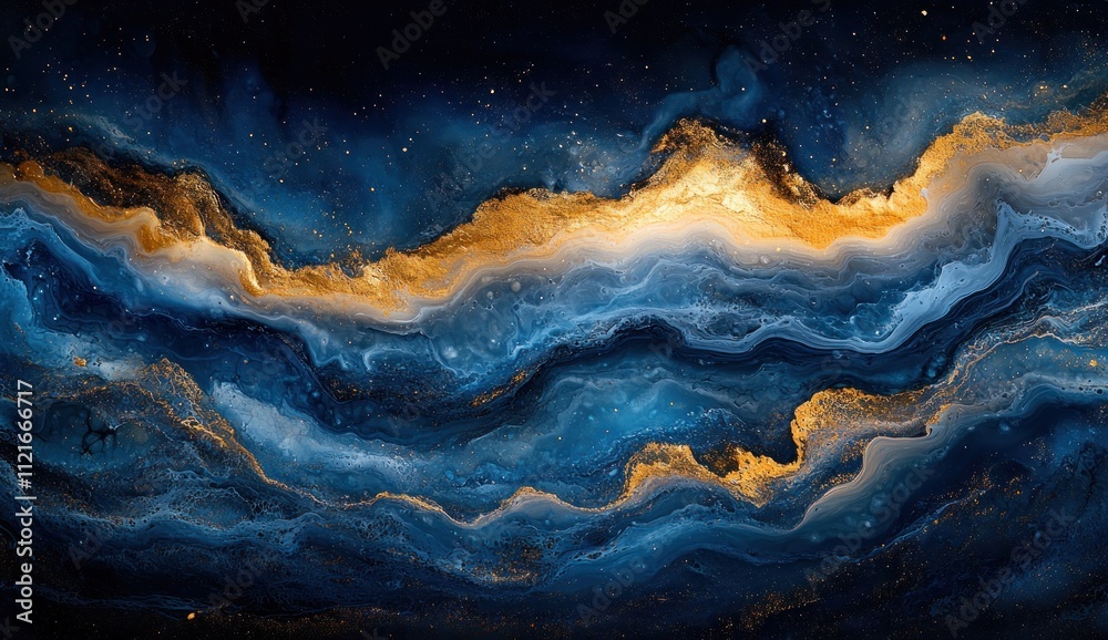 Abstract Blue and Gold Swirling Abstract Blue and Gold Swirling