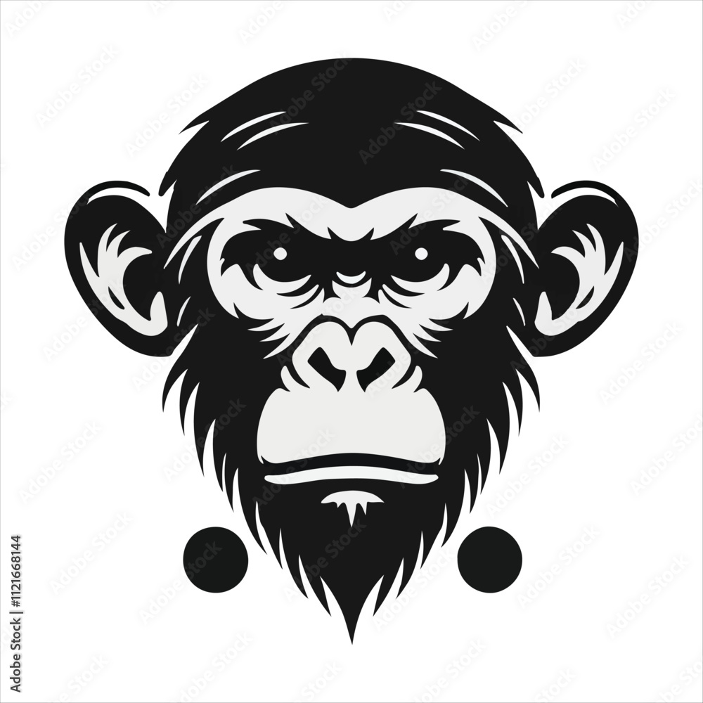 monkey head illustration on white background monkey head illustration on white background