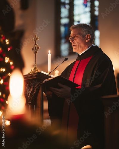 Wallpaper Mural Priest leading Orthodox prayers, dim church lighting, solemn and spiritual  Torontodigital.ca