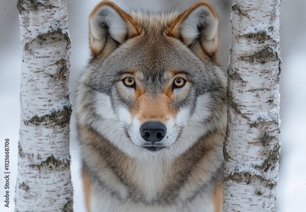 Obraz premium Wolf in the Birch Forest