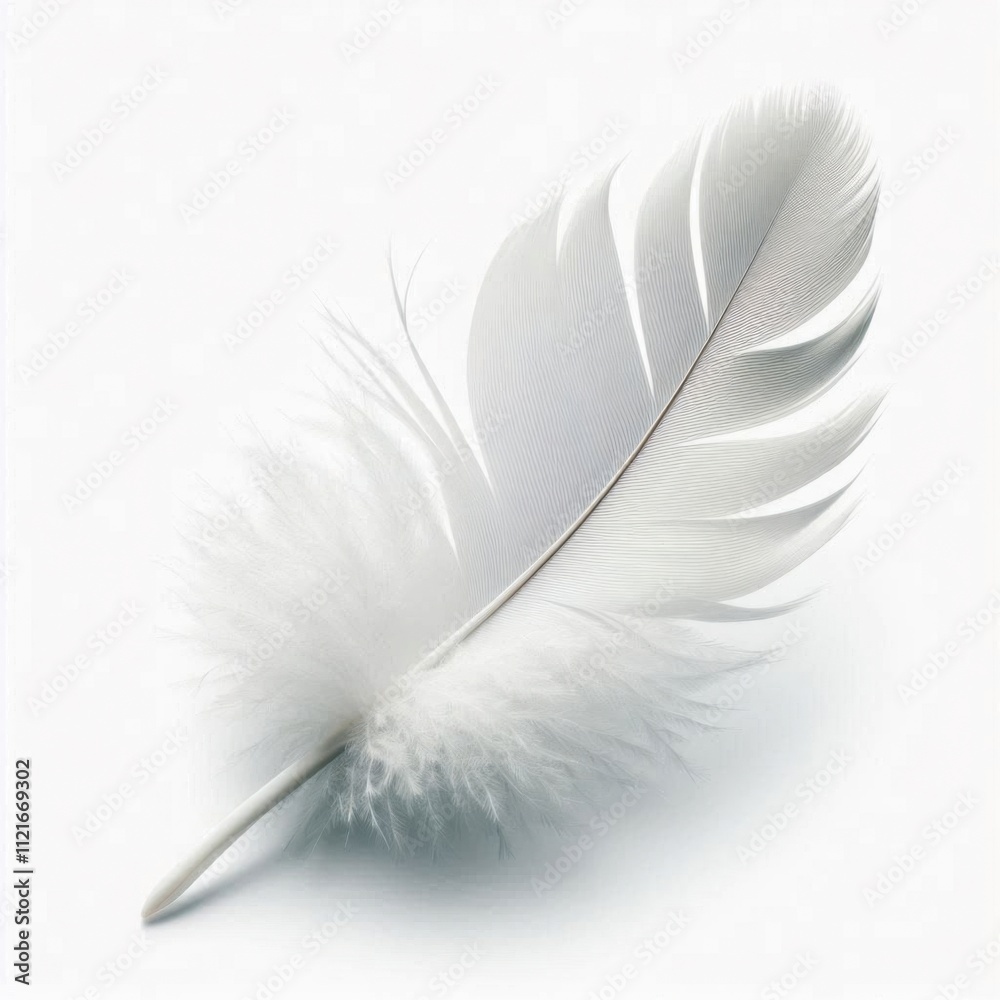 Obraz premium white feather on white background