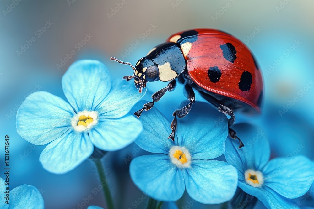 Obraz premium Ladybug on Blue Flower