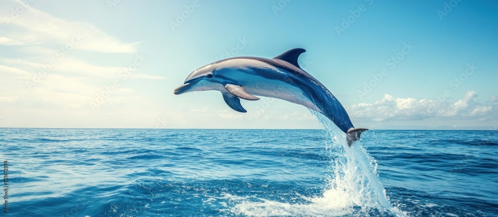 Fototapeta premium Dolphin Leaping Out of the Ocean