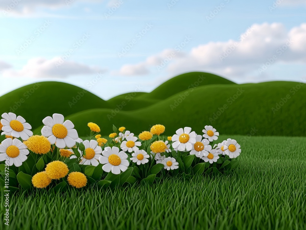 Fototapeta premium Lush Meadow Filled with Colorful Wildflowers