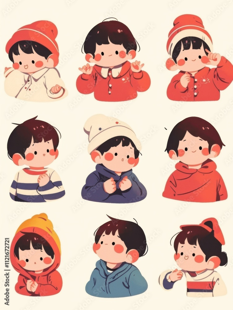 Bold Line Little Boy Icons: Flat Cartoon Characters for Children's Books Bold Line Little Boy Icons: Flat Cartoon Characters for Children's Books