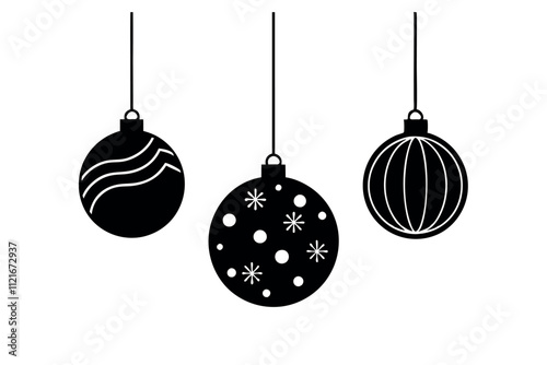    Christmas different baubles vector illustration. 
