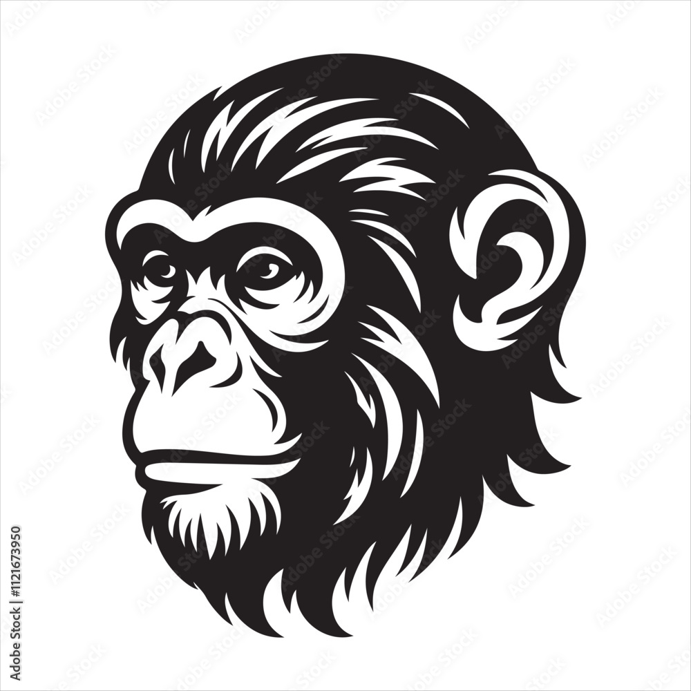 monkey head illustration on white background monkey head illustration on white background
