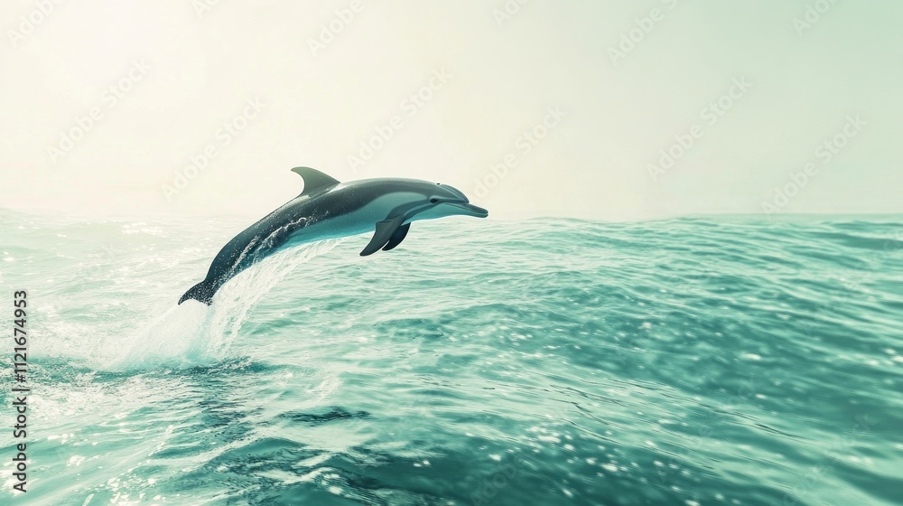Fototapeta premium Dolphin Leaping Out of the Ocean
