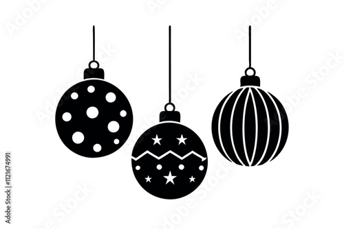    Christmas different baubles vector illustration. 
