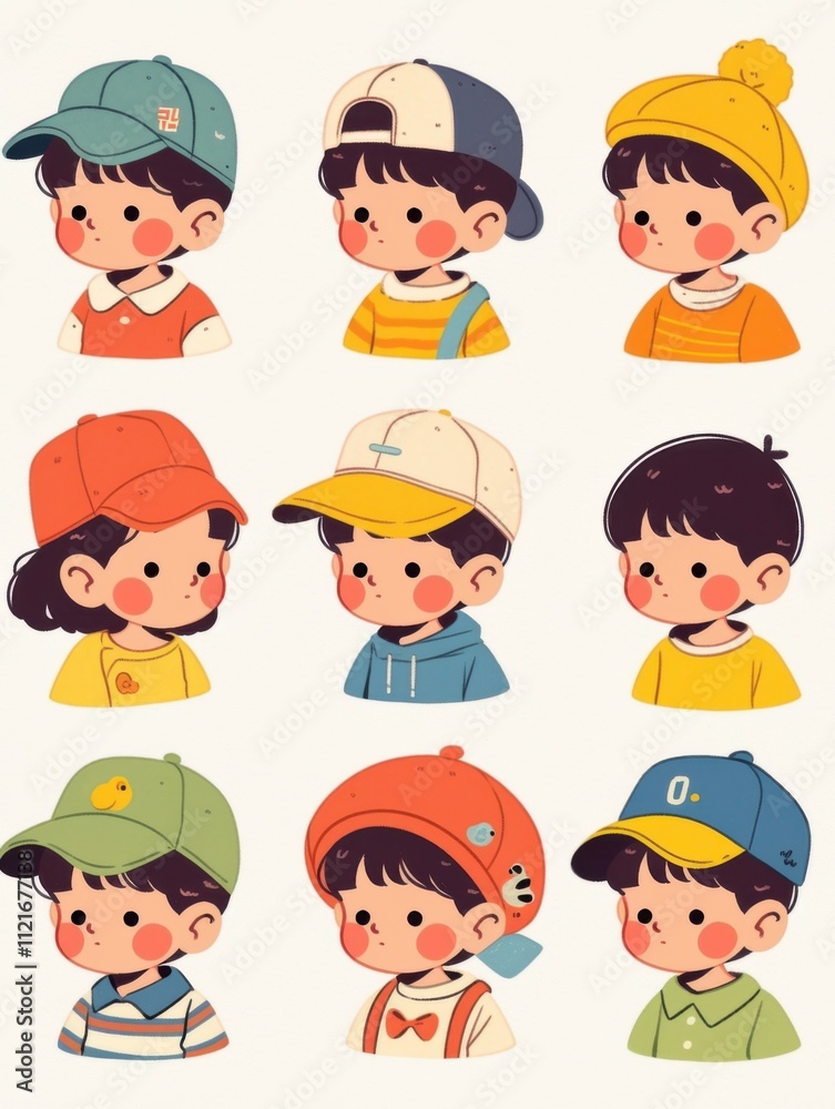 Bold Line Little Boy Icons: Flat Cartoon Characters for Children's Books Bold Line Little Boy Icons: Flat Cartoon Characters for Children's Books