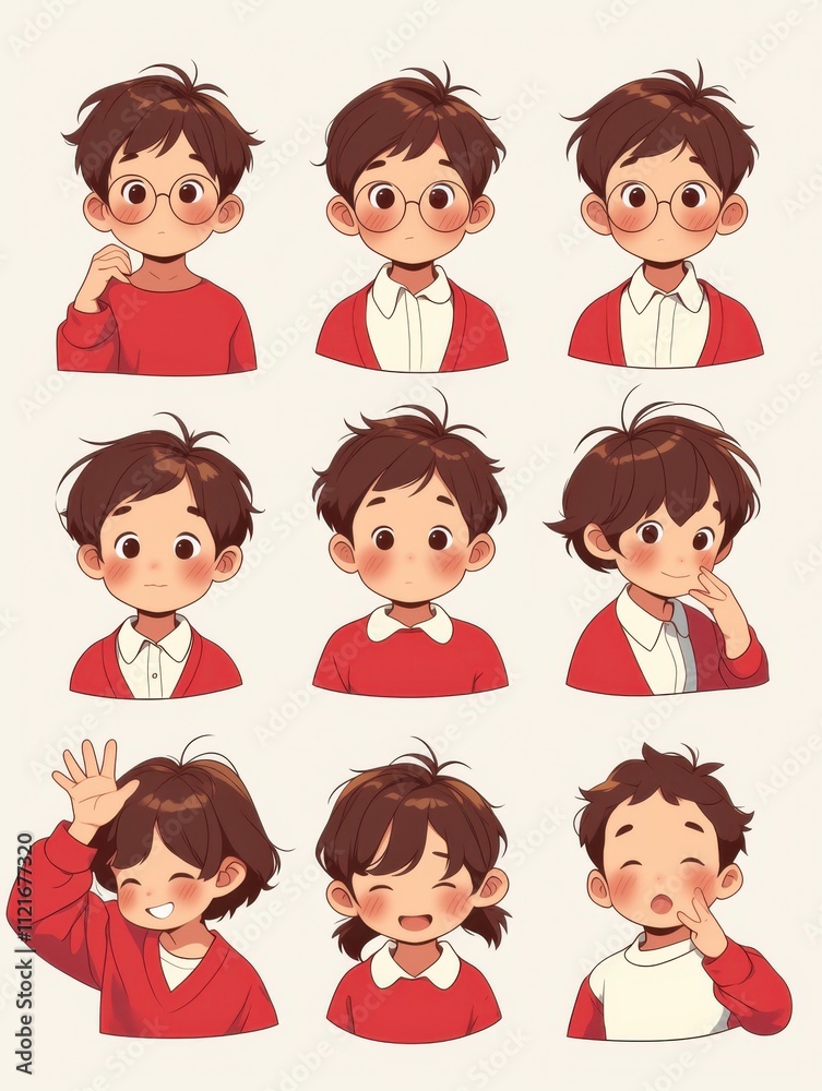 Bold Line Little Boy Icons: Flat Cartoon Characters for Children's Books Bold Line Little Boy Icons: Flat Cartoon Characters for Children's Books