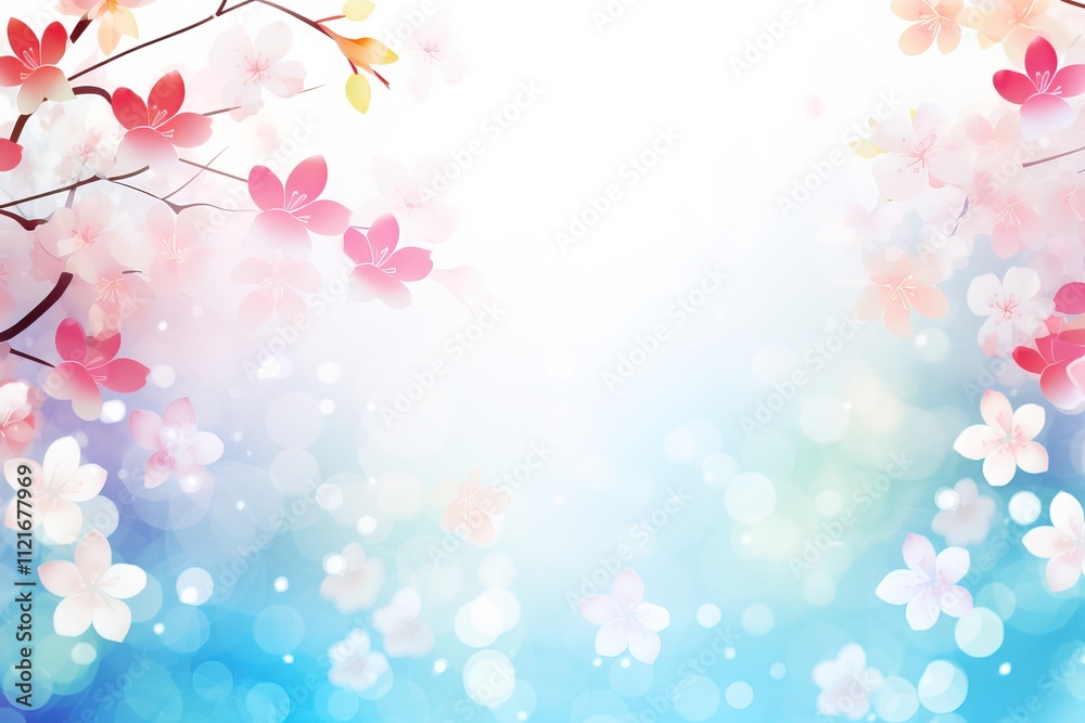 Fototapeta premium spring or summer background with flowers on a light background and free space for text, copy space