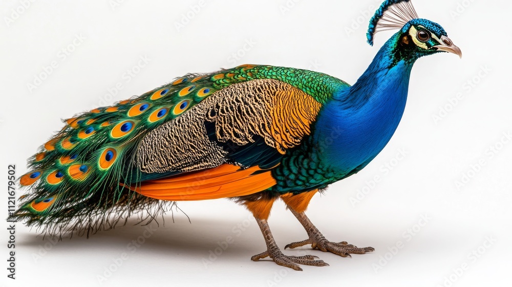 Fototapeta premium Colorful Peacock Displaying Beautiful Feathers