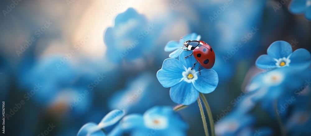 Fototapeta premium Ladybug on a Blue Flower