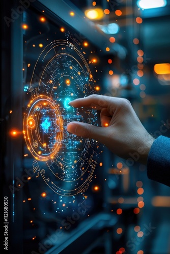 Wallpaper Mural A hand is pointing at a glowing circle on a computer screen Torontodigital.ca