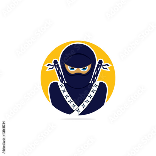 Ninja vector logo design template.