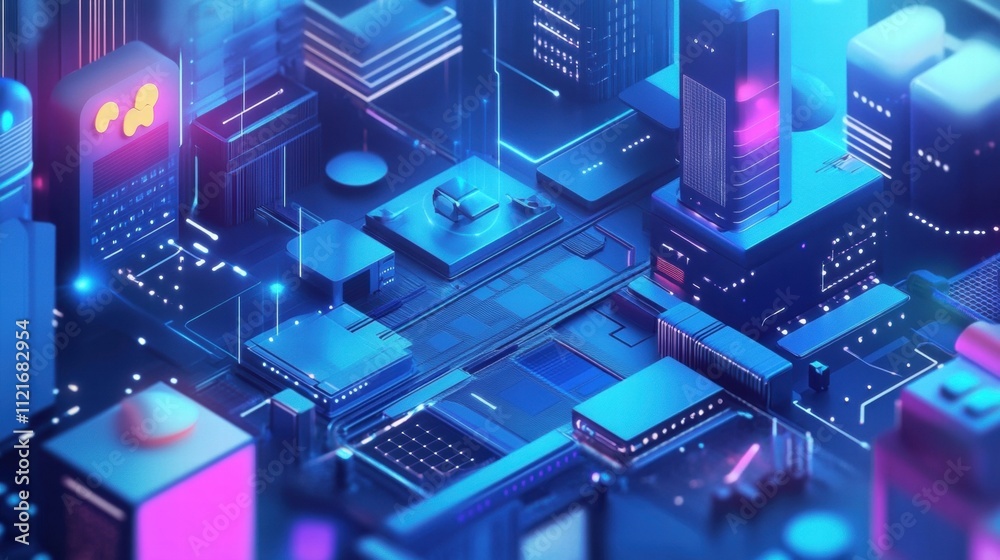 Futuristic Cityscape, Digital Technology, Abstract Background Futuristic Cityscape, Digital Technology, Abstract Background